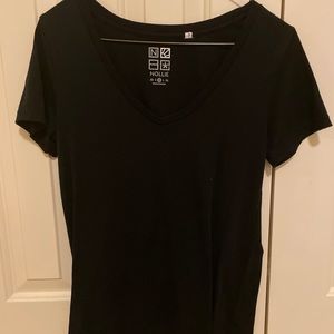 Black V-neck Tee